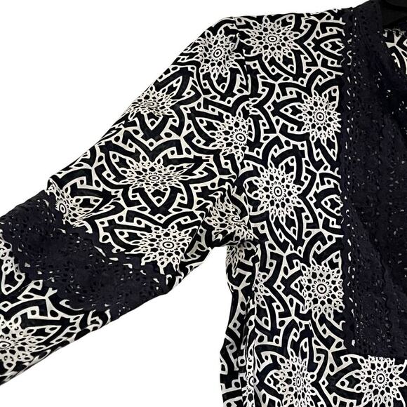 Tory Burch Boho Floral Lace Trim Top Long Sleeve Blouse Size 6 - Picture 4 of 10